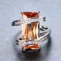 Women Champagne Topaz Ring Earrings Jewelry Set - Bamos