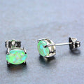 Green/Blue/White Opal Oval Stud Earrings - Bamos