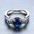 Blue Sapphire Flower Ring (September Birthstone) - Bamos