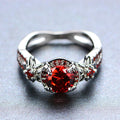 Red Flower Ring (JanuaryBirthstone) - Bamos