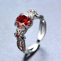 Red Flower Ring (JanuaryBirthstone) - Bamos