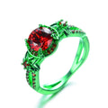 Red Flower Ring (JanuaryBirthstone) - Bamos