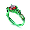 Red Flower Ring (JanuaryBirthstone) - Bamos