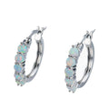 925 Sterling Silver Opal Hoop Earrings - Bamos