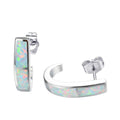 White/Blue Fire Opal Letter Stud Earrings - Bamos