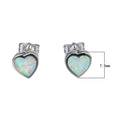 White & Blue Fire Opal Heart Stud Earrings - Bamos