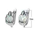 White/Blue Opal Leaves Hoop Earrings - Bamos