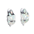 White/Blue Opal Leaves Hoop Earrings - Bamos