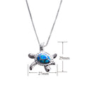 Turtle Pendant Necklace (Blue Fire Opal) - Bamos