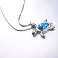 Turtle Pendant Necklace (Blue Fire Opal) - Bamos
