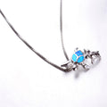 Mom & Baby Turtle Pendant Necklace (Blue Fire Opal) - Bamos