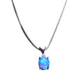 Simple Oval Pendant Necklace (Blue Fire Opal) - Bamos