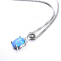 Simple Oval Pendant Necklace (Blue Fire Opal) - Bamos