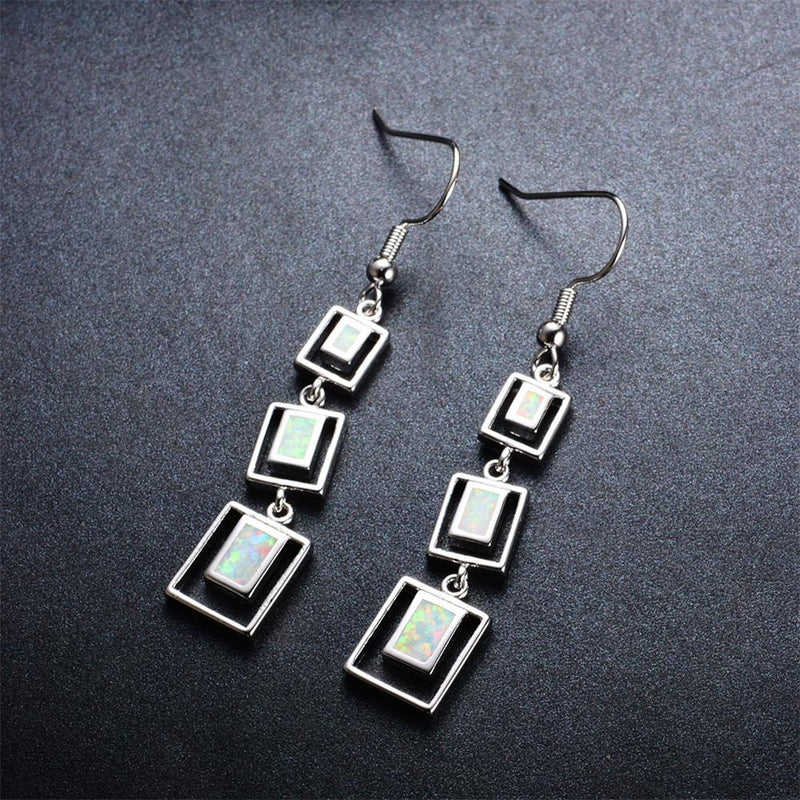 White/Blue Opal Drop Earrings - Bamos