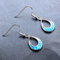 White/Blue Opal Water Drop Earrings - Bamos
