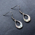 White/Blue Opal Water Drop Earrings - Bamos