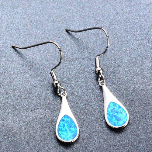 Water Drop Opal Dangle Earrings - Bamos