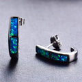 White/Blue Fire Opal Letter Stud Earrings - Bamos