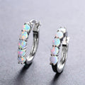 925 Sterling Silver Opal Hoop Earrings - Bamos