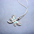 Dragonfly Pendant Necklace (Blue Fire Opal) - Bamos