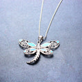Dragonfly Pendant Necklace (Blue Fire Opal) - Bamos