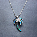 Coconut Tree Pendant Necklace (Blue Fire Opal) - Bamos