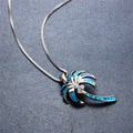 Coconut Tree Pendant Necklace (Blue Fire Opal) - Bamos