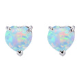 White/Blue/Green Opal Heart Stud Earrings - Bamos