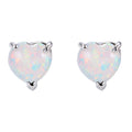 White/Blue/Green Opal Heart Stud Earrings - Bamos