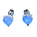 White/Blue/Green Opal Heart Stud Earrings - Bamos