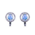 Blue/White Opal Heart Hoop Earrings - Bamos