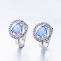 Blue/White Opal Heart Hoop Earrings - Bamos