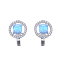 Blue/White Opal Hoop Earrings - Bamos