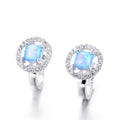 Blue/White Opal Hoop Earrings - Bamos