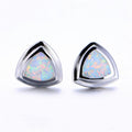 White/Blue Opal Triangle Stud Earrings - Bamos