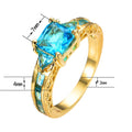 Aquamarine Geometric Engagement Ring(March Birthstone) - Bamos