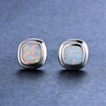 Blue/White Opal Square Stud Earrings - Bamos