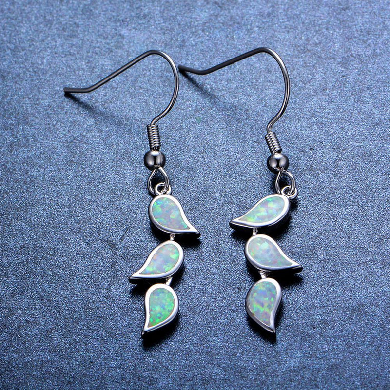 White & Blue Fire Opal Drop Earrings - Bamos
