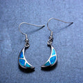 Blue/White Opal Moon Drop Earrings - Bamos