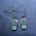Blue/White Fire Opal Dangle Earrings - Bamos
