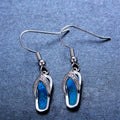 Blue/White Fire Opal Dangle Earrings - Bamos