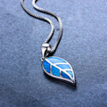 Leaf Shape Pendant Necklace (Blue Fire Opal) - Bamos