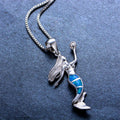 Mermaid Pendant Necklace (Blue Fire Opal) - Bamos