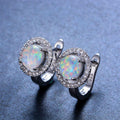 White/Blue Opal Round Hoop Earrings - Bamos