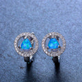 Blue/White Opal Triangle Hoop Earrings - Bamos
