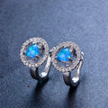 Blue/White Opal Triangle Hoop Earrings - Bamos