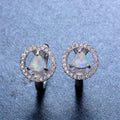 Blue/White Opal Triangle Hoop Earrings - Bamos