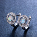 Blue/White Opal Triangle Hoop Earrings - Bamos