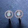 Blue/White Opal Hoop Earrings - Bamos