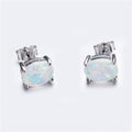 Green/Blue/White Opal Oval Stud Earrings - Bamos